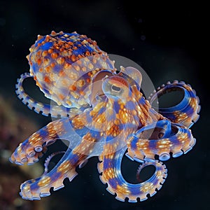 common octopus Octopus vulgaris undewater, neon light, Wildlife animal