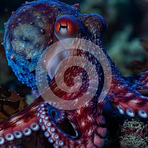 common octopus Octopus vulgaris undewater, neon light, Wildlife animal
