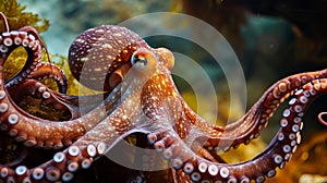 Common octopus. (Octopus vulgaris). Wildlife animal. AI Generative