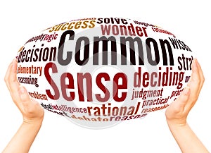 Common Sense word cloud hand sphere concept