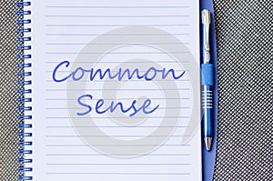 Common sense write on notebook