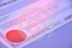 Common Share Certificate