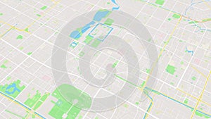 Common simple Beijing map background loop. Spinning around China city air footage. Seamless panorama rotating over downtown