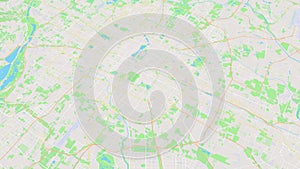 Common simple Beijing map background loop. Spinning around China city air footage. Seamless panorama rotating over downtown