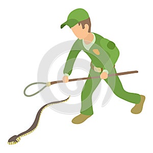 Common viper icon isometric vector. Man in uniform with noose and european viper