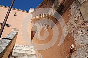 commons in an orthodox monastery (agia triada) in crete (greece)