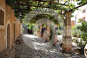 commons in an orthodox monastery (arkadi) in crete in (greece)