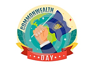 Commonwealth Day Vector Illustration on 24 may of Helps Guide Activities by Commonwealths Organizations with Waving Flag