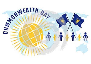 Commonwealth Day Vector Illustration on 24 may of Helps Guide Activities by Commonwealths Organizations with Waving Flag