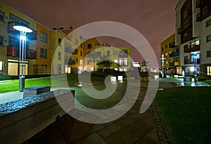 Communal garden at night