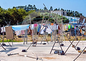 Communal washing lines, Afurada, Porto, Portugal. photo