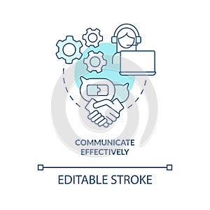 Communicate effectively turquoise concept icon