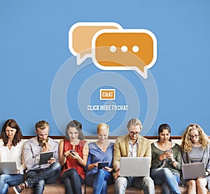 Communicate Socialize Talk Connect Technology Concept photo