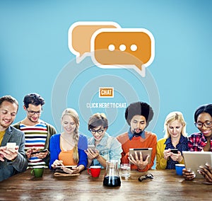 Communicate Socialize Talk Connect Technology Concept photo