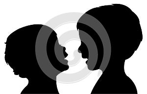 Communicating babies silhouette vector photo