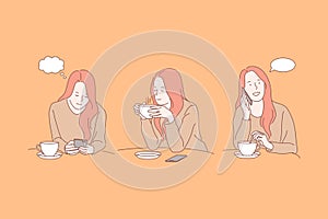 Communication, addiction, speech bubble, social media set concept