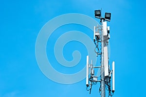 Communication antenna tower with blue sky,Telecoms technology