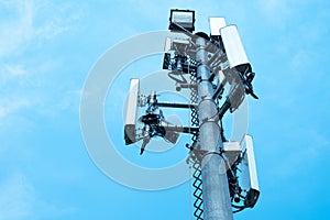 Communication antenna tower with blue sky,Telecoms technology