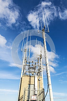 Communication antenna tower in Manhattan, New York City, USA