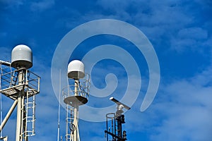 Communication antennas with navigation equipment.