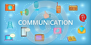 Communication banner horizontal, cartoon style