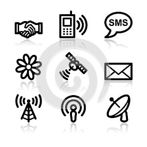 Communication black contour web icons V2