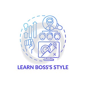 Communication with boss concept icon