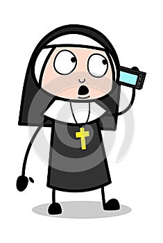 Communication - Cartoon Nun Lady Vector Illustration