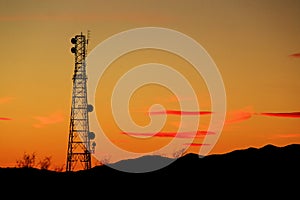 Communication Cell Tower Sunset