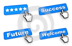 Communication Concept - Web Buttons with Hand