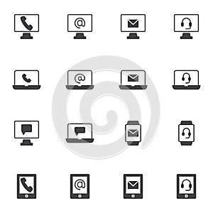 Communication contact vector icons set