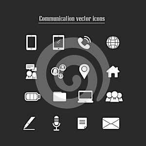 Communication and contacts vector icons for business