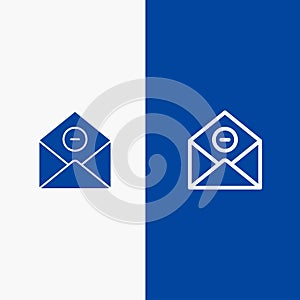 Communication, Delete, Delete-Mail, Email Line and Glyph Solid icon Blue banner Line and Glyph Solid icon Blue banner