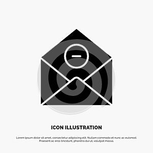 Communication, Delete, Delete-Mail, Email solid Glyph Icon vector