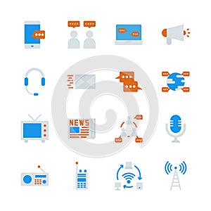 Communication device in flat icon set.Vector illustration