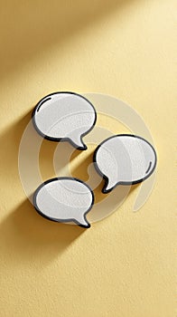 Communication dialog speech bubbles on yellow background