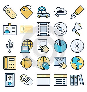 Communication and Digital Devices Isolated Vector Icons set that can be easily modified or edit