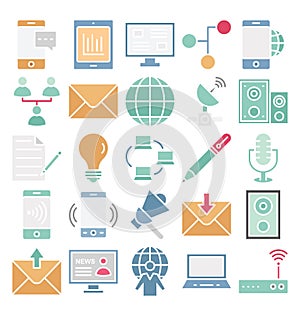 Communication and Digital Devices Isolated Vector Icons set that can be easily modified or edit