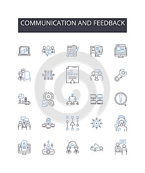 Communication and feedback line icons collection. Leadership, Ambition, Innovation, Creativity, Entrepreneurship