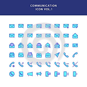 Communication filled outline icon set