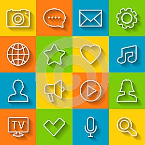 Communication flat icon set