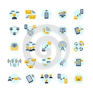 Communication flat icon set