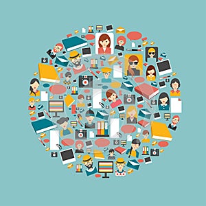 Communication flat icon set.