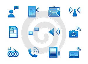 Communication flat icon set