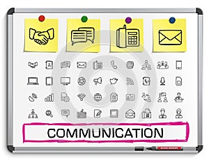 Communication hand drawing line icons.