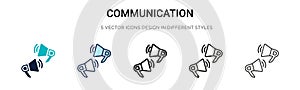 Communication icon in filled, thin line, outline and stroke style. Vector illustration of two colored and black communication