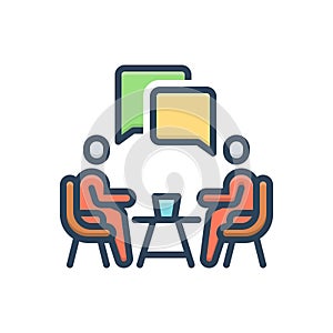 Color illustration icon for Communication, interrogation and chitchat photo