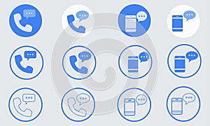 Communication icon set  with blue line color