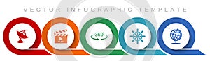 Communication icon set, miscellaneous icons such as satellite antenna, cinema, 360 degree, ship wheel and globe for webdesign and