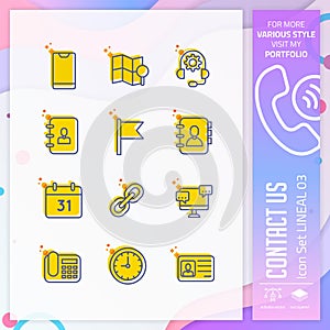 Communication icon set vector with line on simple concept. Contact us icon for website element, app, UI, infographic, print